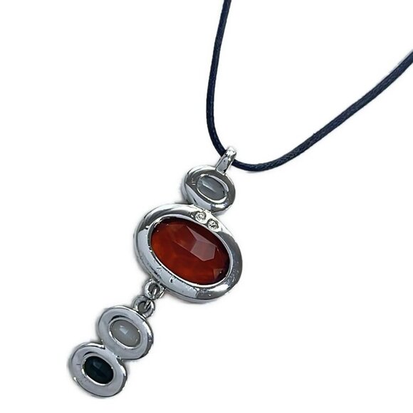 Auth SWAROVSKI - Orange Clear Multi Swarovski Crystal Chemical Fiber Necklace - Picture 3 of 4